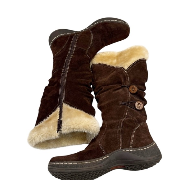 BareTraps Women's Esha Leather Suede Dark Brown w/Faux Fur 90s Retro Size 7.5 - Picture 4 of 9